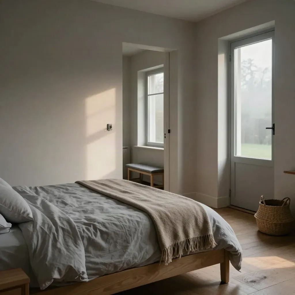 Rustige huurwoning in Haarlem met strak opgemaakt bed en gesloten tuindeur